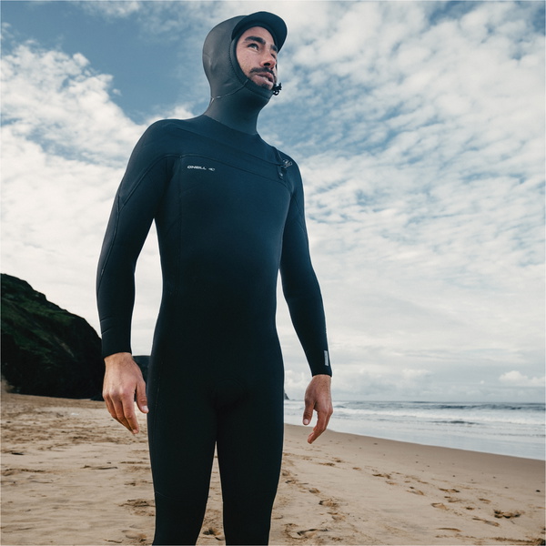 2026 O'Neill Hommes Epic 6/4mm Chest Zip à Capuche Combinaison Néoprène 5649 - Black / Black / Black